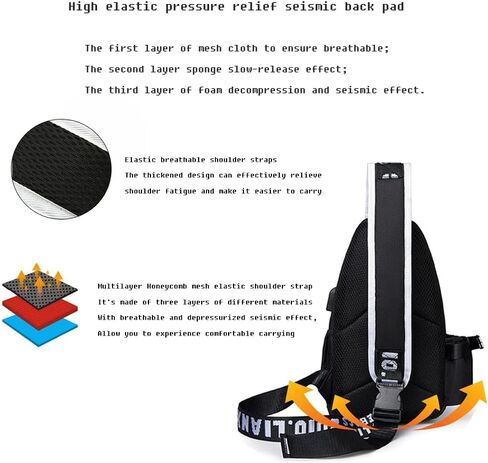 RUILIHIAO Teenager Cartoon Boys Girls Luminous USB Port Chest Sling Bags Crossbody Backpack Travel School The Single Shoulder Bag (Night Glow Black 1) in Saudi Arabia