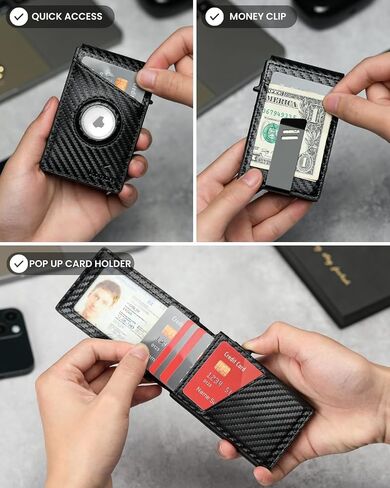KLOMORE AirTag Wallet for Men (Airtag Not Included), Slim Mens Wallets with Money Clip RFID Blocking Card Holder Credit Card Holder Minimalist Wallet in Saudi Arabia