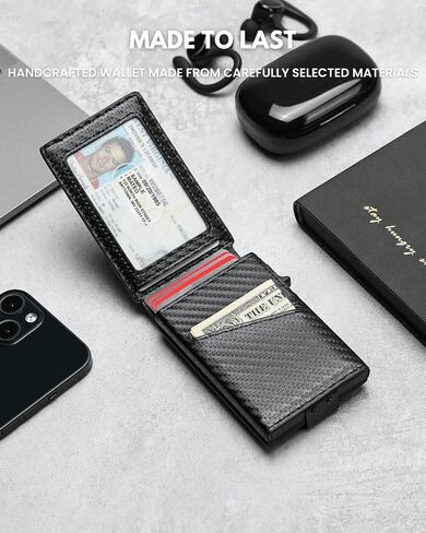 KLOMORE AirTag Wallet for Men (Airtag Not Included), Slim Mens Wallets with Money Clip RFID Blocking Card Holder Credit Card Holder Minimalist Wallet in Saudi Arabia