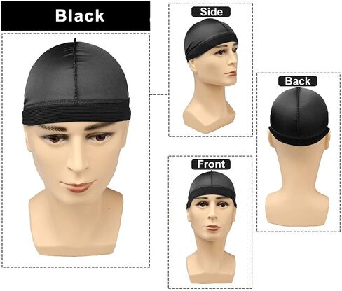 Silky Wave Cap for Men, Good Compression Over Durag, Stocking Wave Cap for 360, 540, 720 Waves, (2-Pack, Black+Black) in Saudi Arabia