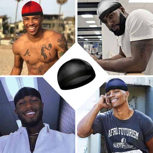 Silky Wave Cap for Men, Good Compression Over Durag, Stocking Wave Cap for 360, 540, 720 Waves, (2-Pack, Black+Black) in Saudi Arabia