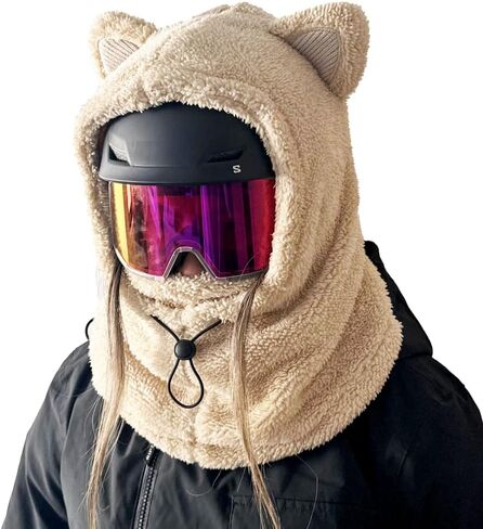 غطاء قناع تزلج على شكل حيوان لطيف بالاكلافا لتدفئة الوجه مع آذان الدب للجنسين للرجال والنساء والأطفال مثالي للتزلج والتزلج على الجليد والمشي لمسافات طويلة والتسلق والتخييم وصيد الأسماك والمزيد من الأنشطة الشتوية الخارجية in Kuwait