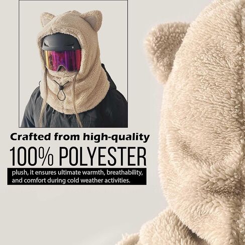غطاء قناع تزلج على شكل حيوان لطيف بالاكلافا لتدفئة الوجه مع آذان الدب للجنسين للرجال والنساء والأطفال مثالي للتزلج والتزلج على الجليد والمشي لمسافات طويلة والتسلق والتخييم وصيد الأسماك والمزيد من الأنشطة الشتوية الخارجية in Kuwait