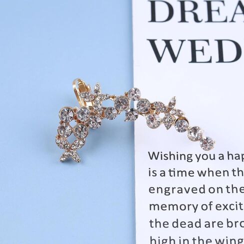 Zeshimb Crystal Ear Clip Earring Cubic Zirconia Rhinestone Butterfly Ear Climber Crawler Earring Sparkly CZ Cluster Ear Cuff Wrap Earring Post Earrings Ear Jackets Jewelry for Women Girls in Saudi Arabia