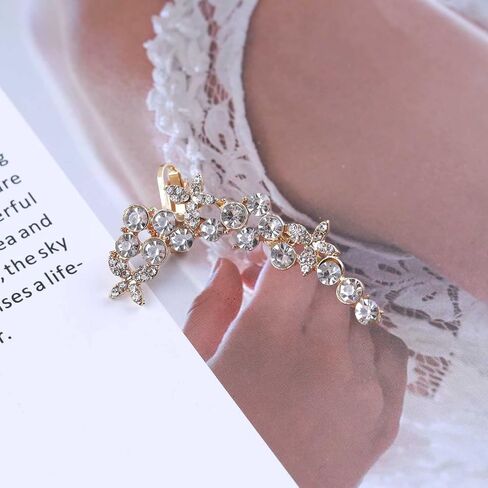 Zeshimb Crystal Ear Clip Earring Cubic Zirconia Rhinestone Butterfly Ear Climber Crawler Earring Sparkly CZ Cluster Ear Cuff Wrap Earring Post Earrings Ear Jackets Jewelry for Women Girls in Saudi Arabia