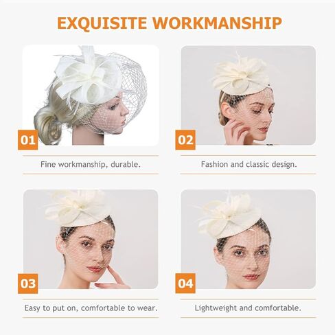 Beaupretty Fascinators Hat Feather Veil Mesh Hat Headband with Bowknot 20s 50s Party Hat for Women Black in Saudi Arabia