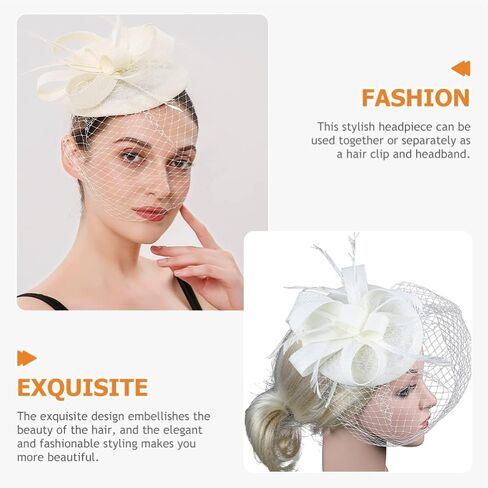 Beaupretty Fascinators Hat Feather Veil Mesh Hat Headband with Bowknot 20s 50s Party Hat for Women Black in Saudi Arabia