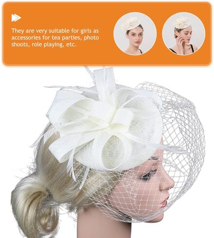 Beaupretty Fascinators Hat Feather Veil Mesh Hat Headband with Bowknot 20s 50s Party Hat for Women Black in Saudi Arabia