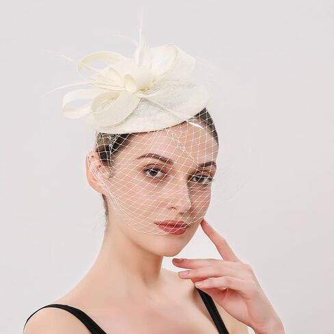 Beaupretty Fascinators Hat Feather Veil Mesh Hat Headband with Bowknot 20s 50s Party Hat for Women Black in Saudi Arabia