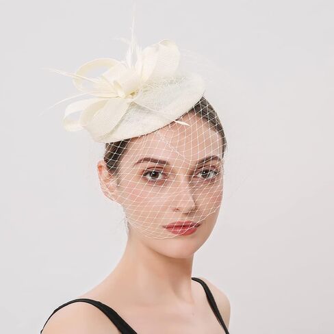 Beaupretty Fascinators Hat Feather Veil Mesh Hat Headband with Bowknot 20s 50s Party Hat for Women Black in Saudi Arabia