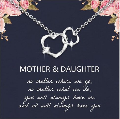 XUANPAI أفضل الهدايا للأم، المتشابكة 2 دوائر القلب قلادة الهدايا للأم، عيد ميلاد الأمهات عيد الحب هدايا المجوهرات للأم زوجة من ابنة in Kuwait
