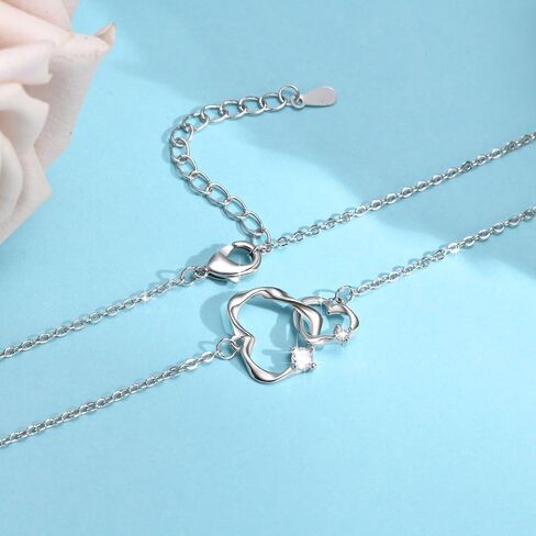XUANPAI أفضل الهدايا للأم، المتشابكة 2 دوائر القلب قلادة الهدايا للأم، عيد ميلاد الأمهات عيد الحب هدايا المجوهرات للأم زوجة من ابنة in Kuwait