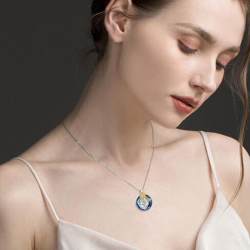 PLATYCO عباد الشمس الفيل قلادة 925 الفضة الاسترليني النمسا كريستال قلادة القلائد مجوهرات للنساء فتاة عيد ميلاد عيد الميلاد هدايا عيد الأم in Kuwait