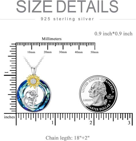 PLATYCO عباد الشمس الفيل قلادة 925 الفضة الاسترليني النمسا كريستال قلادة القلائد مجوهرات للنساء فتاة عيد ميلاد عيد الميلاد هدايا عيد الأم in Kuwait