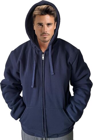 Men’s Full Zip Up Hoodies Sherpa Fleece Lined Hoodie Heavyweight Thick Zipper Jacket Heavy Warm Winter Coat in Saudi Arabia
