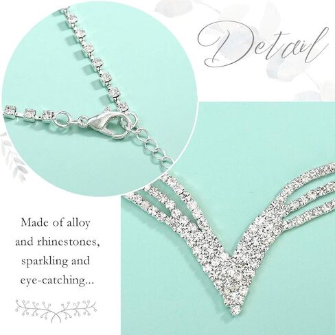 Aukmla Silver Bridal Jewelry Set for Wedding Rhinestones Bridal Necklaces and Earring Sets Prom Costume Jewelry Accessories for Women and Girls (Set of 3) in Saudi Arabia