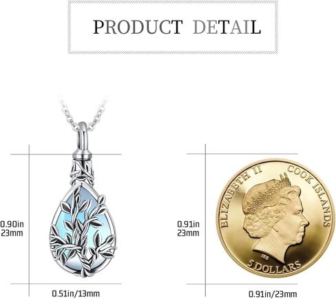 JUSTKIDSTOY Moonstone Urn Necklace for Ashes Sterling Silver Daisy/Rose/Tree Teardrop Pendant Necklace Cremation Jewelry Keepsake Memorial Gifts for Mother Grandma w/Funnel Filler in Saudi Arabia