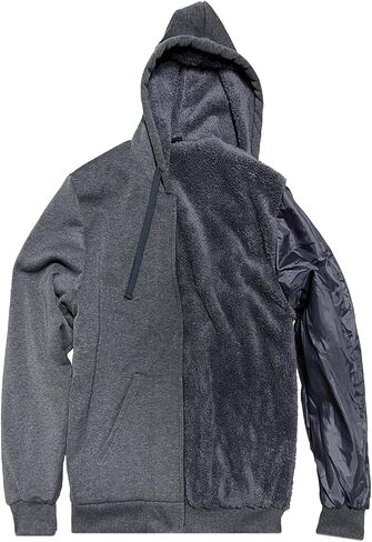 Men’s Full Zip Up Hoodies Sherpa Fleece Lined Hoodie Heavyweight Thick Zipper Jacket Heavy Warm Winter Coat in Saudi Arabia
