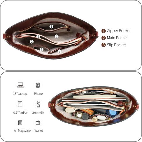QOECI Genuine Leather Tote Bag for Women with Zipper Large Women's Shoulder Handbags Designer Crossbody Bags Top Handle Purse in Kuwait