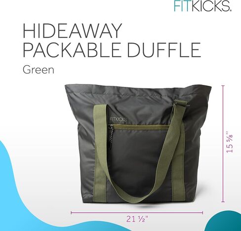 FITKICKS Hideaway Packable Duffle، حقيبة دفل كبيرة للسفر، أخضر in Kuwait