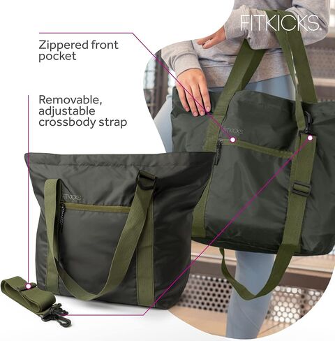 FITKICKS Hideaway Packable Duffle، حقيبة دفل كبيرة للسفر، أخضر in Kuwait