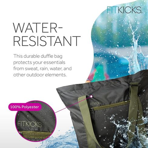 FITKICKS Hideaway Packable Duffle، حقيبة دفل كبيرة للسفر، أخضر in Kuwait