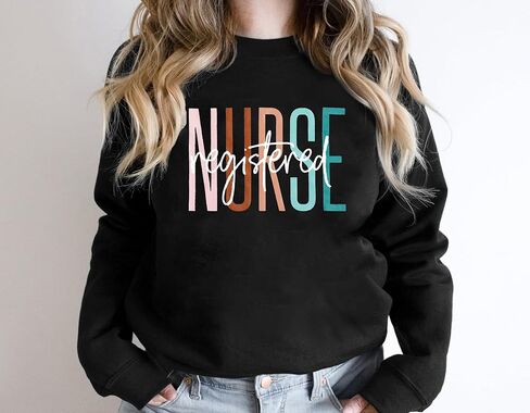MNLYBABY Registered Nurse Sweatshirt Women Nurse Life Pullover Shirts Nursing Student Gift Crewneck Long Sleeve Tees in Saudi Arabia