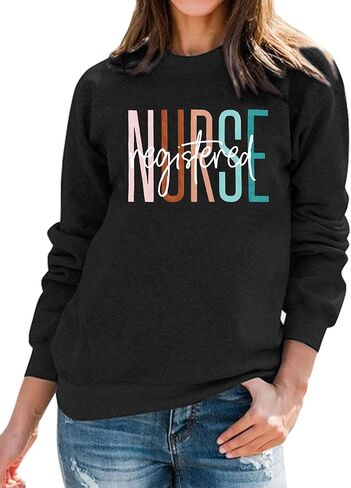 MNLYBABY Registered Nurse Sweatshirt Women Nurse Life Pullover Shirts Nursing Student Gift Crewneck Long Sleeve Tees in Saudi Arabia