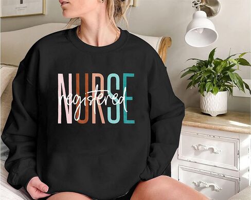 MNLYBABY Registered Nurse Sweatshirt Women Nurse Life Pullover Shirts Nursing Student Gift Crewneck Long Sleeve Tees in Saudi Arabia