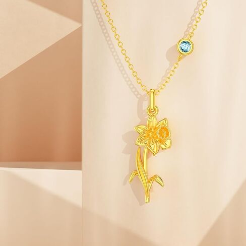 Birth Flower Necklace Birthstone 12 Month Bouquet Pendant Floral S925 Sterling Silver Birth Flower Pendant Jewelry Birthday Mother’s Day Gift in Saudi Arabia