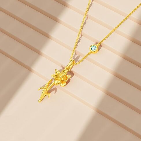 Birth Flower Necklace Birthstone 12 Month Bouquet Pendant Floral S925 Sterling Silver Birth Flower Pendant Jewelry Birthday Mother’s Day Gift in Saudi Arabia