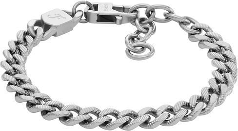 Fossil Men's Harlow Linear Texture Chain Stainless Steel Bracelet, Color: Silver (Model: JF04697040) in Saudi Arabia