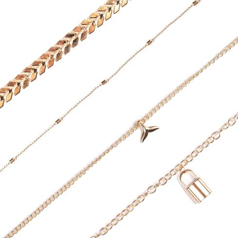 HuiRuying 4 PCS Belly Waist Chain Set Minimalist Beach Bikini Metal Bead Waist Chain Adjustable Sexy Body Chain Trendy Jewelry for Women and Girls (Gold) in Saudi Arabia