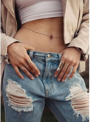 HuiRuying 4 PCS Belly Waist Chain Set Minimalist Beach Bikini Metal Bead Waist Chain Adjustable Sexy Body Chain Trendy Jewelry for Women and Girls (Gold) in Saudi Arabia