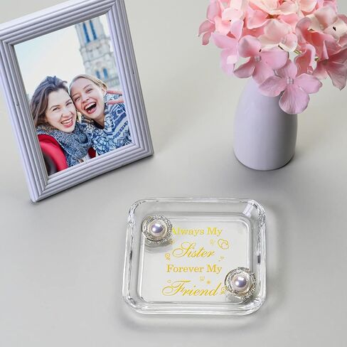 هدايا ERWEI للجدة من طبق حلية الحفيدة، هدية عيد ميلاد الجدة لعيد ميلادها، حامل أطباق على شكل حلقة كريستال مع اقتباس الحب بين الجدة والحفيدة إلى الأبد in Kuwait