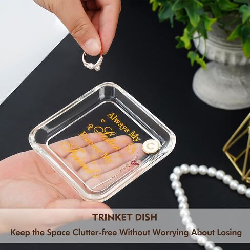 هدايا ERWEI للجدة من طبق حلية الحفيدة، هدية عيد ميلاد الجدة لعيد ميلادها، حامل أطباق على شكل حلقة كريستال مع اقتباس الحب بين الجدة والحفيدة إلى الأبد in Kuwait