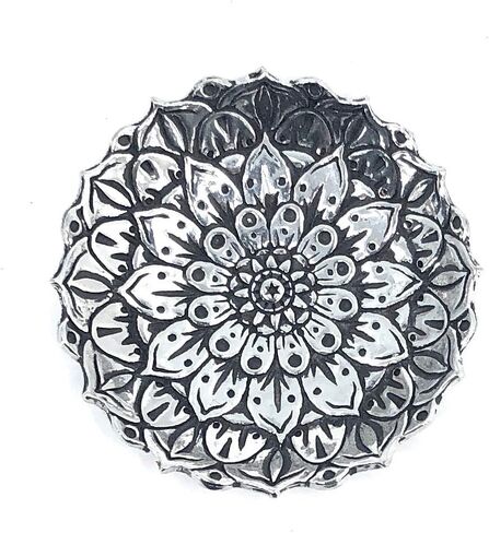 Ella Sussman Mandala Lotus Flower Pewter Jewelry Ring Holder Bowl Trinket Dish Boho Chic Decor in Kuwait