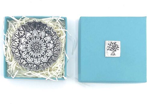 Ella Sussman Mandala Lotus Flower Pewter Jewelry Ring Holder Bowl Trinket Dish Boho Chic Decor in Kuwait