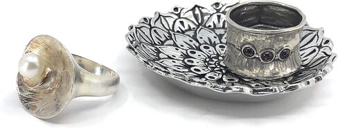 Ella Sussman Mandala Lotus Flower Pewter Jewelry Ring Holder Bowl Trinket Dish Boho Chic Decor in Kuwait