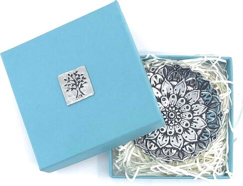 Ella Sussman Mandala Lotus Flower Pewter Jewelry Ring Holder Bowl Trinket Dish Boho Chic Decor in Kuwait