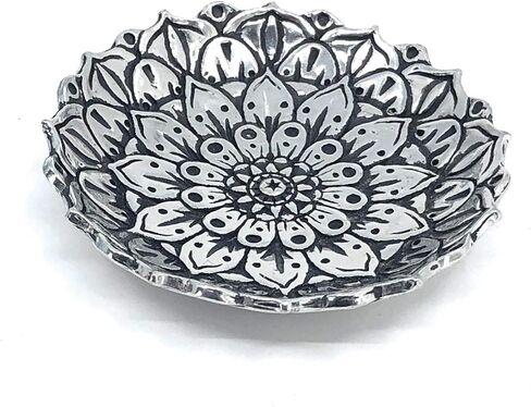 Ella Sussman Mandala Lotus Flower Pewter Jewelry Ring Holder Bowl Trinket Dish Boho Chic Decor in Kuwait