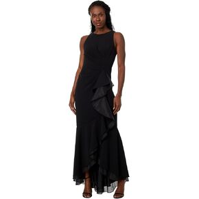 Adrianna Papell Women's Ruffle Crepe Halter Gown