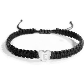 tenghong2021 Heart Initial Bracelets 26 Letters Initial Charms Bracelet for Women Gifts Handmade Rope Braided Adjustable Jewelry for Mom Daughter Birthday Jewelry Gift in Saudi Arabia