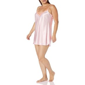 Shadowline Women's Nightgown Charming Satin Chemise Sleeveless Lace Trim
