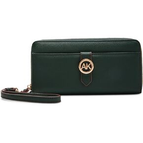 Anne Klein Round AK Zip Around Wallet, Evergreen in Kuwait