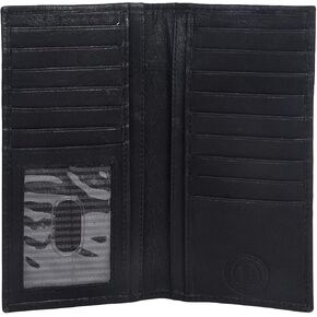 محفظة جلدية طويلة للرجال من LB LEATHERBOSS بجيوب وبطاقة الهوية ومحفظة ثنائية الطي (أسود) in Kuwait