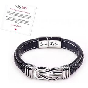 To My Boys Bracelet Gifts for Son Grandson Nephew Teens Trendy Stuff Bracelets Leather Bracelets for Son Husband Grandson Boyfriend To My Man Jewelry for Brother Dad 𝗨𝗻𝗶𝗾𝘂𝗲 𝗚𝗶𝗳𝘁𝘀 𝗳𝗼𝗿 𝗠𝗲𝗻