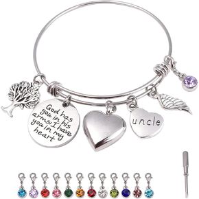 سوار جرة شخصي لرماد الأم والأب والابن والابنة والأخ والجدة والحيوانات الأليفة، مع 12 حجر ميلاد، مجوهرات حرق تذكارية من الفولاذ المقاوم للصدأ للنساء والفتيات مع مجموعة قمع in Kuwait