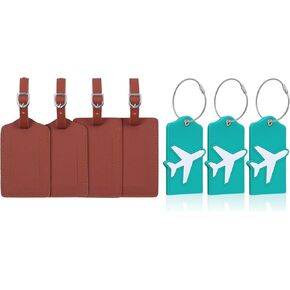 علامات الأمتعة Vigorport مع بطاقة هوية الاسم، 4 عبوات من الجلد و3 عبوات من السيليكون، أفضل ملحقات السفر لتحديد الأمتعة/الحقيبة in Kuwait