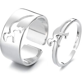 Matching Promise Open Rings for Couples Heart Dinosaur Lightning Statement Engagement Wedding Adjustable Ring Band Sets for Him and Her High Polished Comfort Fit Anniversary Valentine's Day Gifts in Kuwait